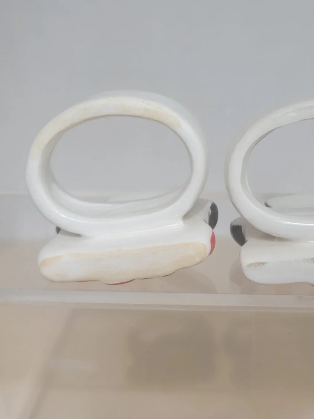 Vintage Ceramic Snowman Retro Holiday Table Decor Napkin Rings Set of 6